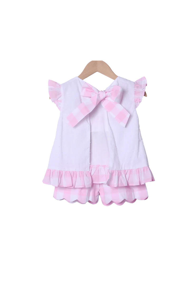 Smocked Big Sister Pink Buffalo Check Short Set - Image 2