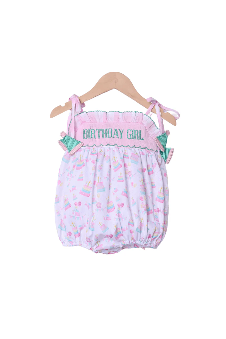 Smocked Birthday Girl Party Hat Bubble