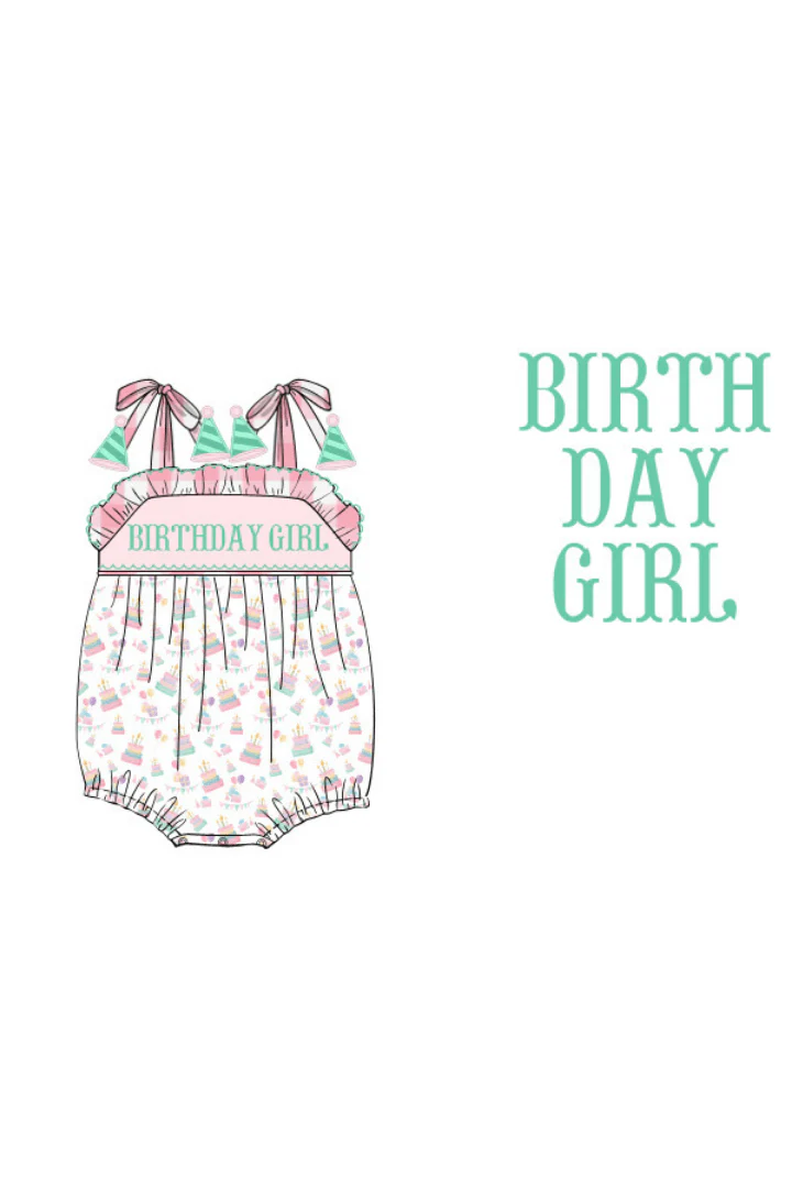 Smocked Birthday Girl Party Hat Bubble - Image 3