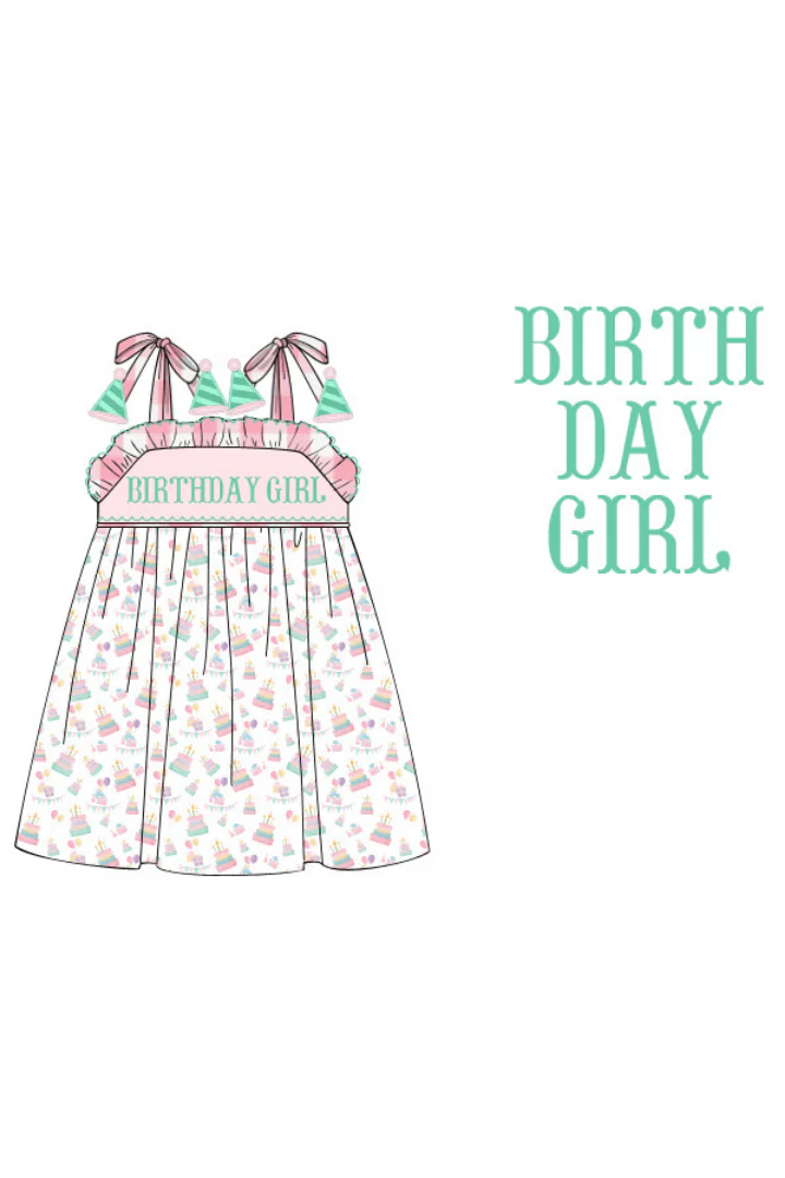 Smocked Birthday Girl Party Hat Dress - Image 3