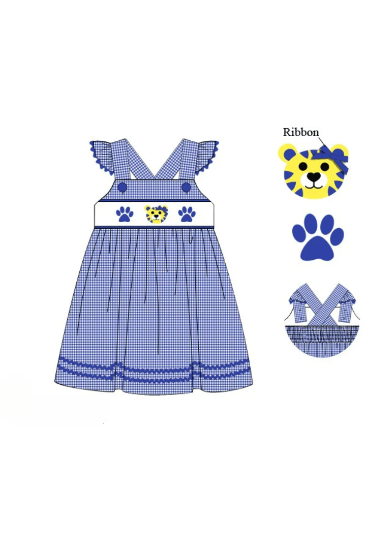 Smocked Blue Wildcat Dress - Image 2