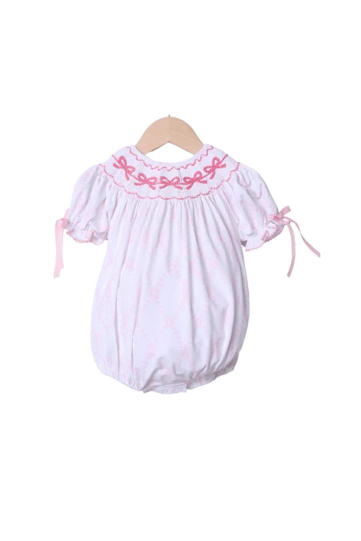 Smocked Classic Bow Floral Trellis Bubble