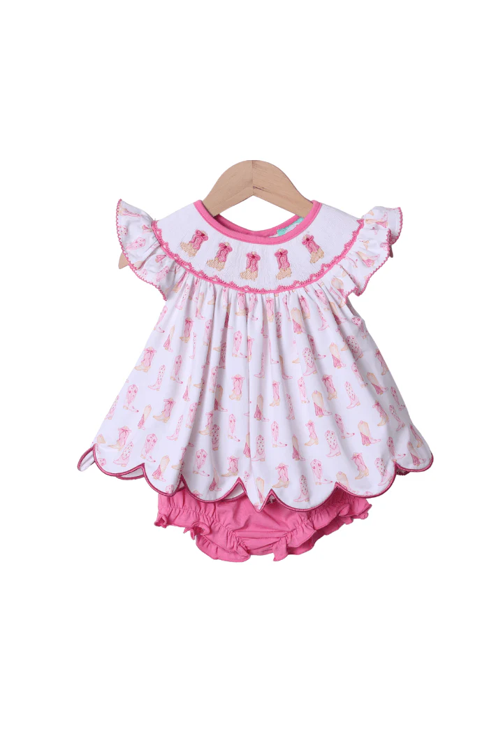 Smocked Cowgirl Boots Bloomer Set