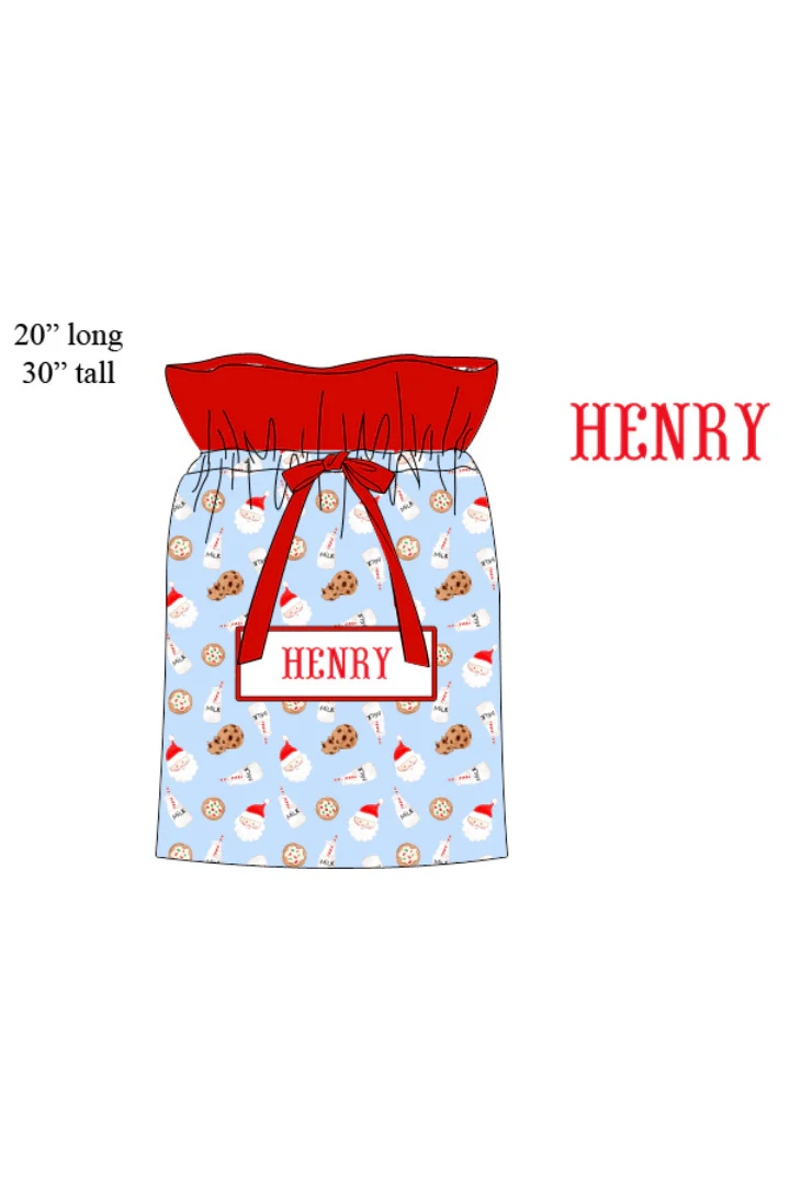 Pre-Order Smocked Custom Name Blue Cookies and Milk Christmas Trimmings - Image 3