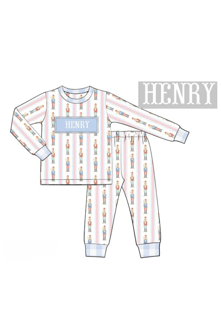 Pre-Order Smocked Custom Name Blue Nutcracker Christmas Trimmings - Image 5