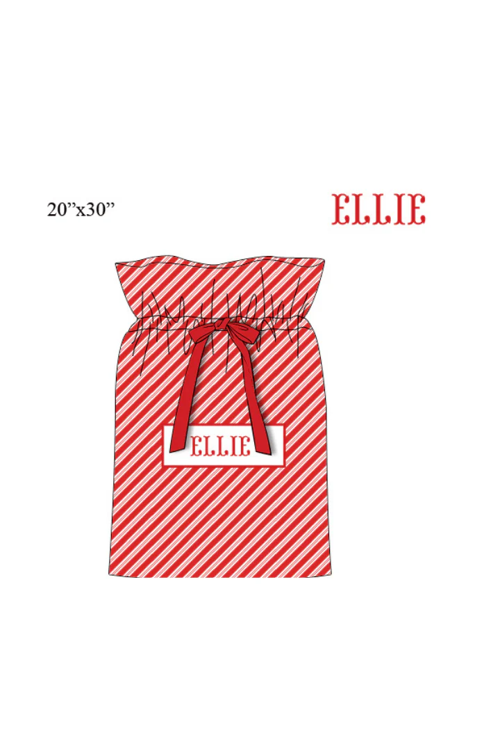 Pre-Order Smocked Custom Name Candy Cane Plaid Trimmings - Image 3