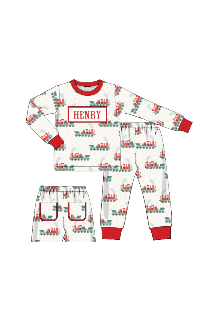 Pre-Order Smocked Custom Name Holiday Train Trimmings - Image 5