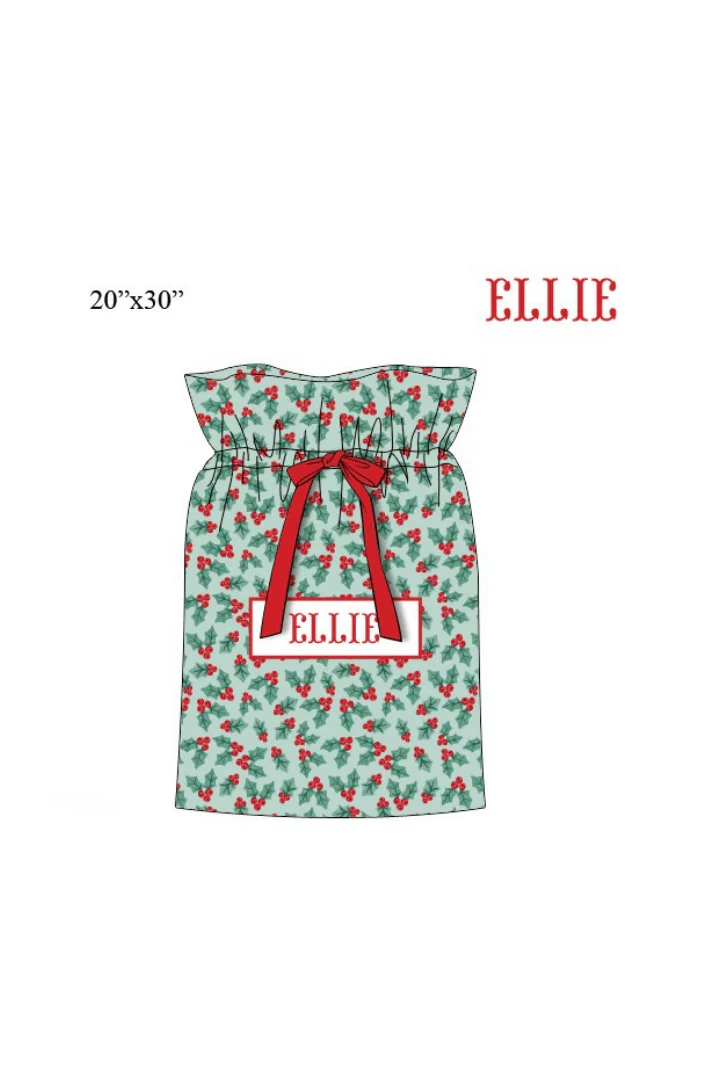 Pre-Order Smocked Custom Name Holly Christmas Trimmings - Image 3