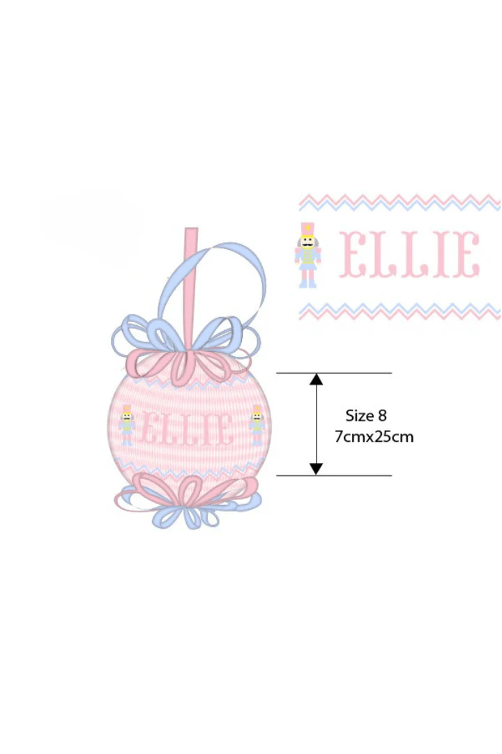 Pre-Order Smocked Custom Name Nutcracker Pink and Blue Ornament