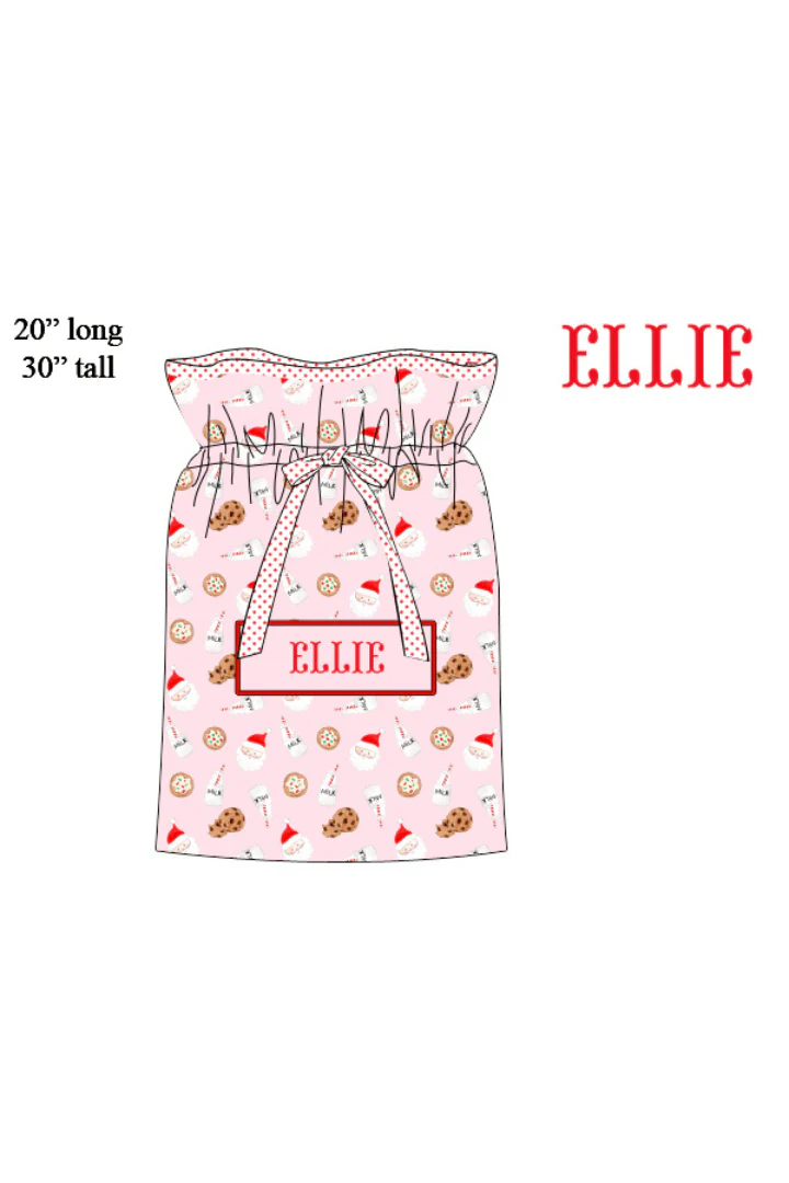 Pre-Order Smocked Custom Name Pink Cookies and Milk Christmas Trimmings - Image 3