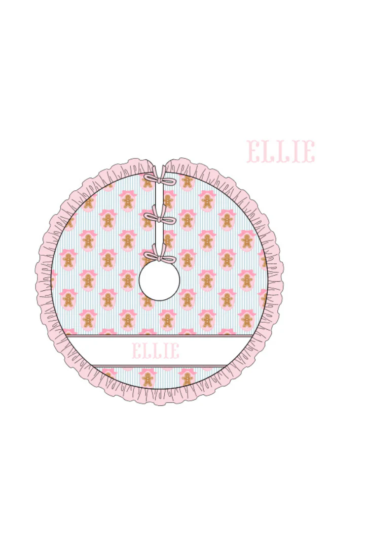 Pre-Order Smocked Custom Name Pink Gingerbread Lane Trimmings - Image 2