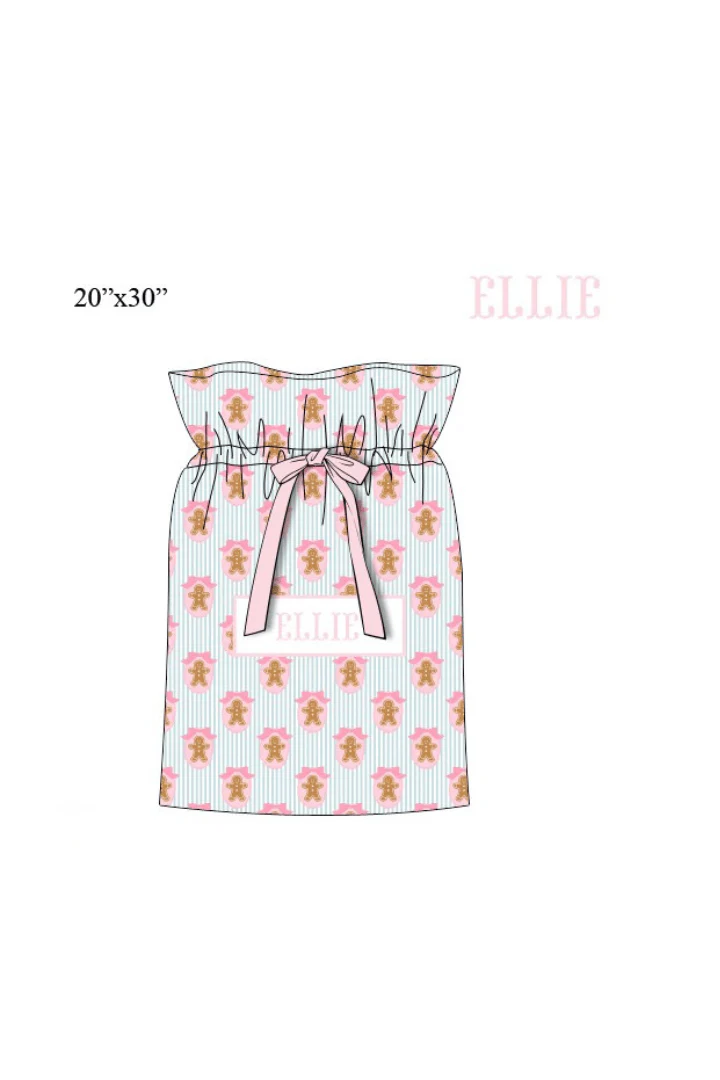 Pre-Order Smocked Custom Name Pink Gingerbread Lane Trimmings - Image 3