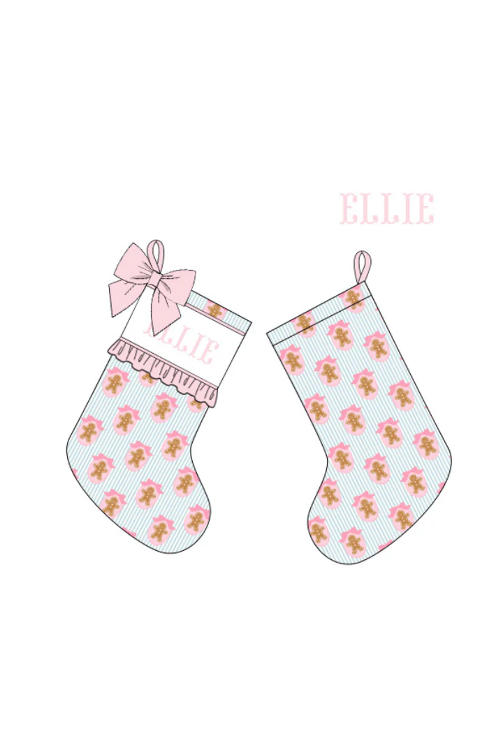 Pre-Order Smocked Custom Name Pink Gingerbread Lane Trimmings - Image 4