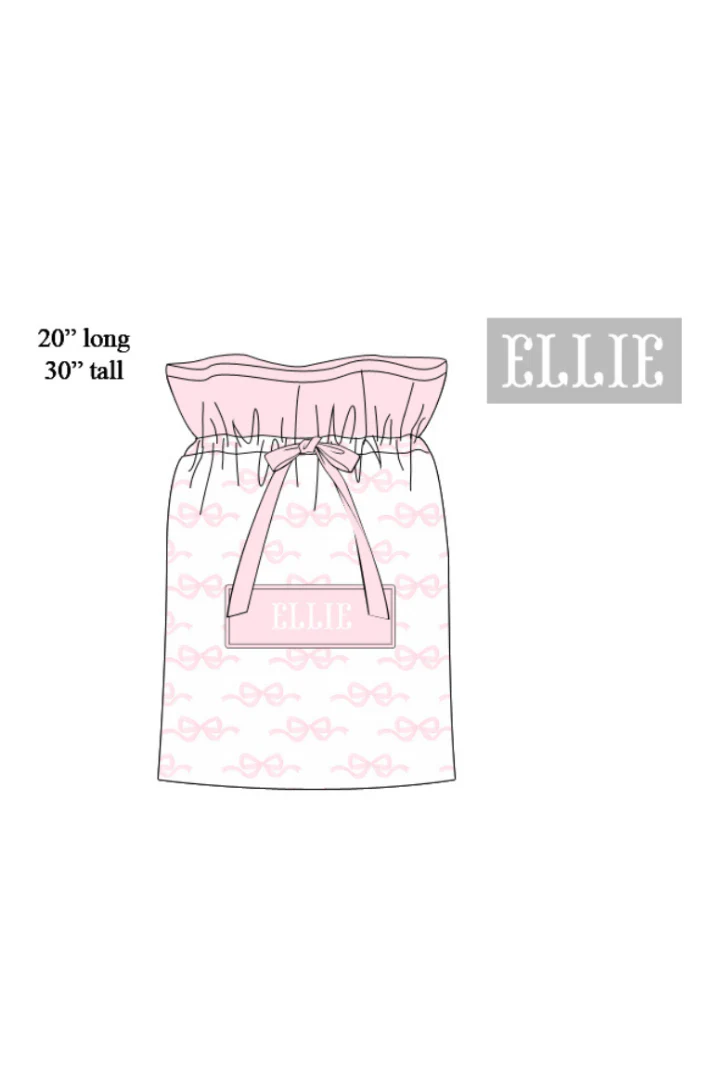 Pre-Order Smocked Custom Name Pink Sweet Bow Christmas Trimmings - Image 3