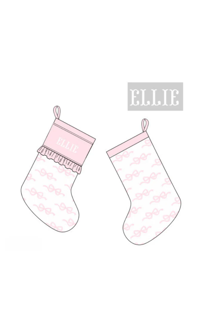 Pre-Order Smocked Custom Name Pink Sweet Bow Christmas Trimmings - Image 4