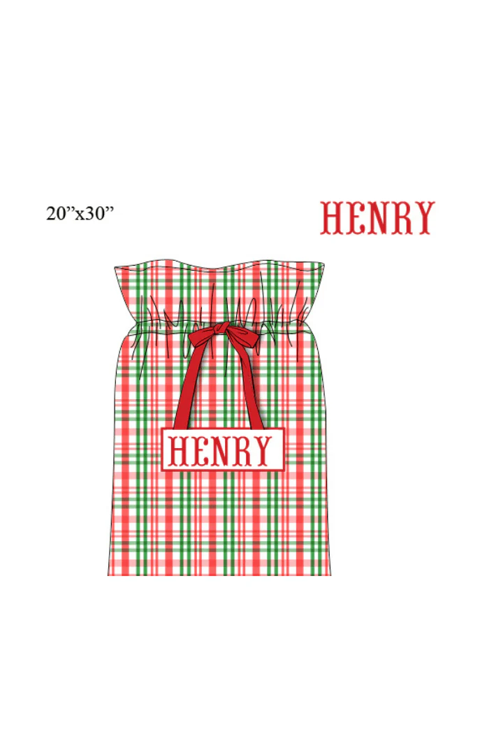 Pre-Order Smocked Custom Name Red and Green Plaid Trimmings - Image 3