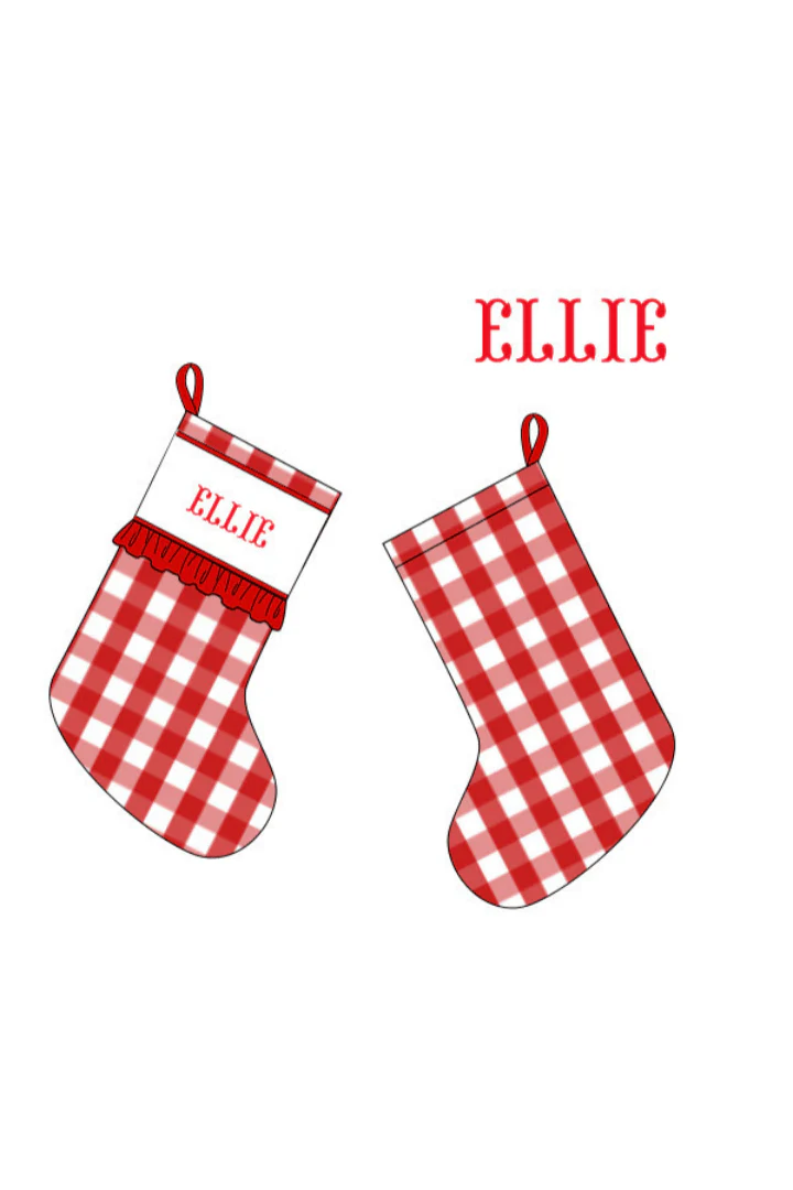 Pre-Order Smocked Custom Name Red Gingham Christmas Trimmings - Image 4