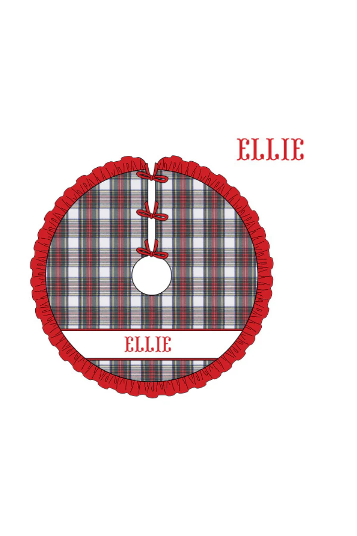 Pre-Order Smocked Custom Name Red Tartan Plaid Trimmings - Image 2