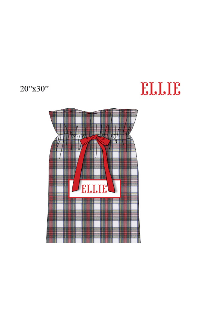 Pre-Order Smocked Custom Name Red Tartan Plaid Trimmings - Image 3