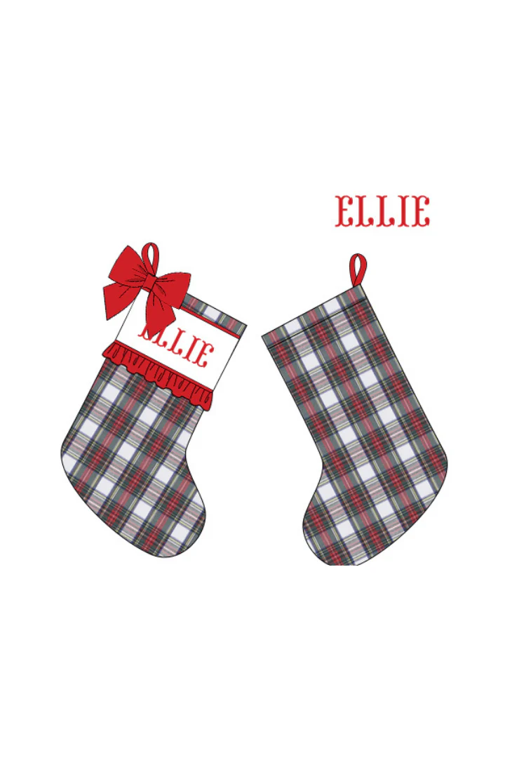 Pre-Order Smocked Custom Name Red Tartan Plaid Trimmings - Image 4