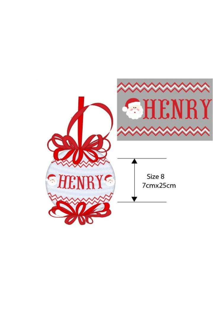 Pre-Order Smocked Custom Name Santa Blue and Red Ornament
