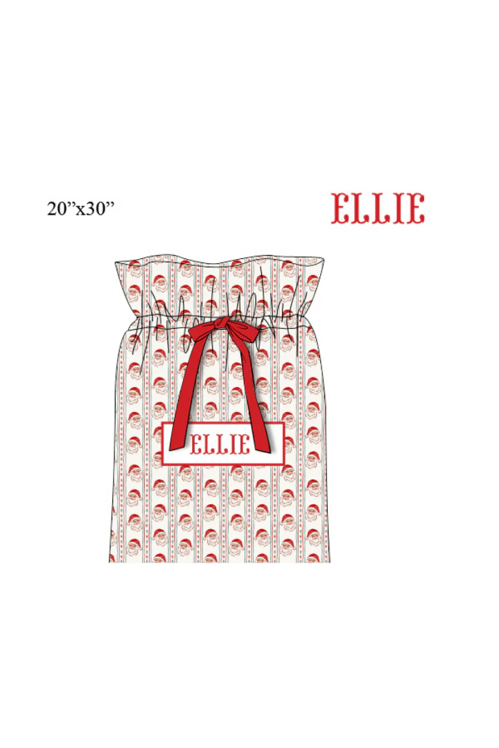 Pre-Order Smocked Custom Name Santa Christmas Trimmings - Image 3