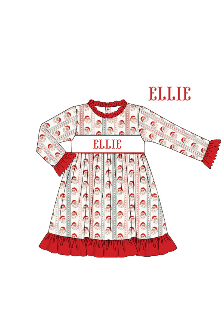 Pre-Order Smocked Custom Name Santa Christmas Trimmings - Image 8