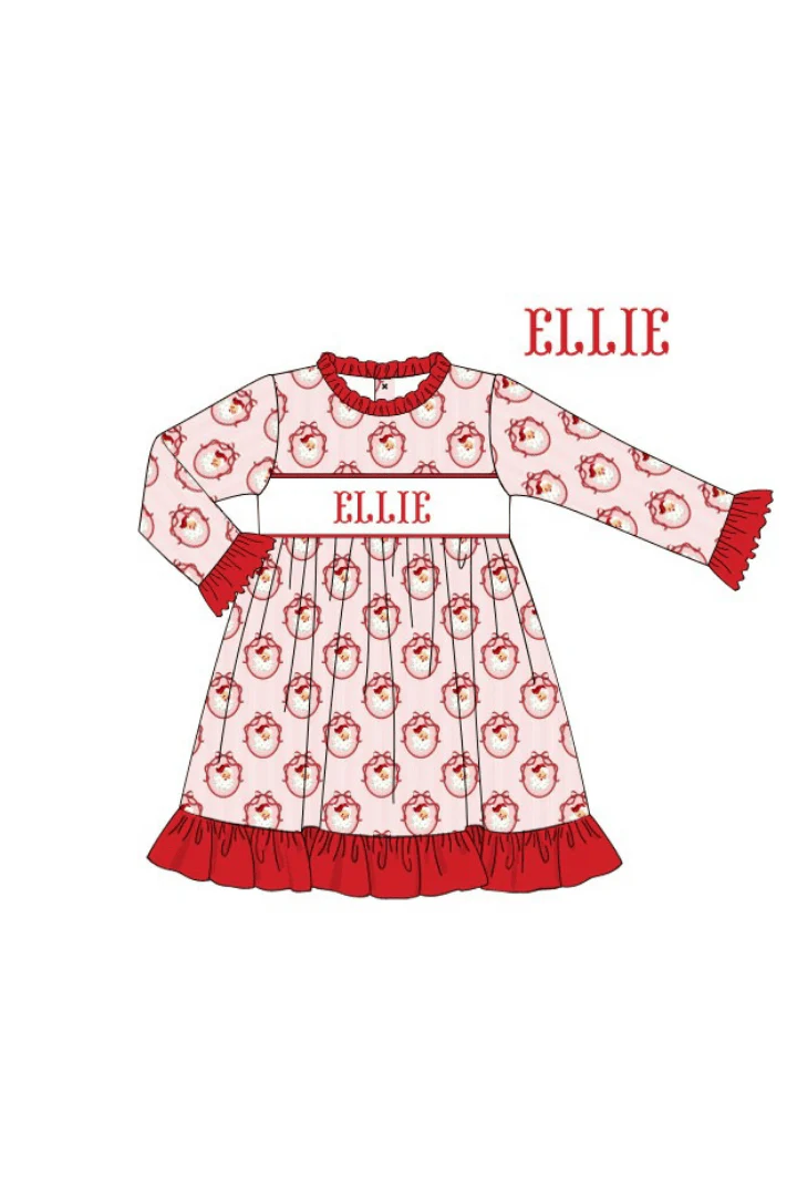 Pre-Order Smocked Custom Name Vintage Santa Christmas Trimmings - Image 6