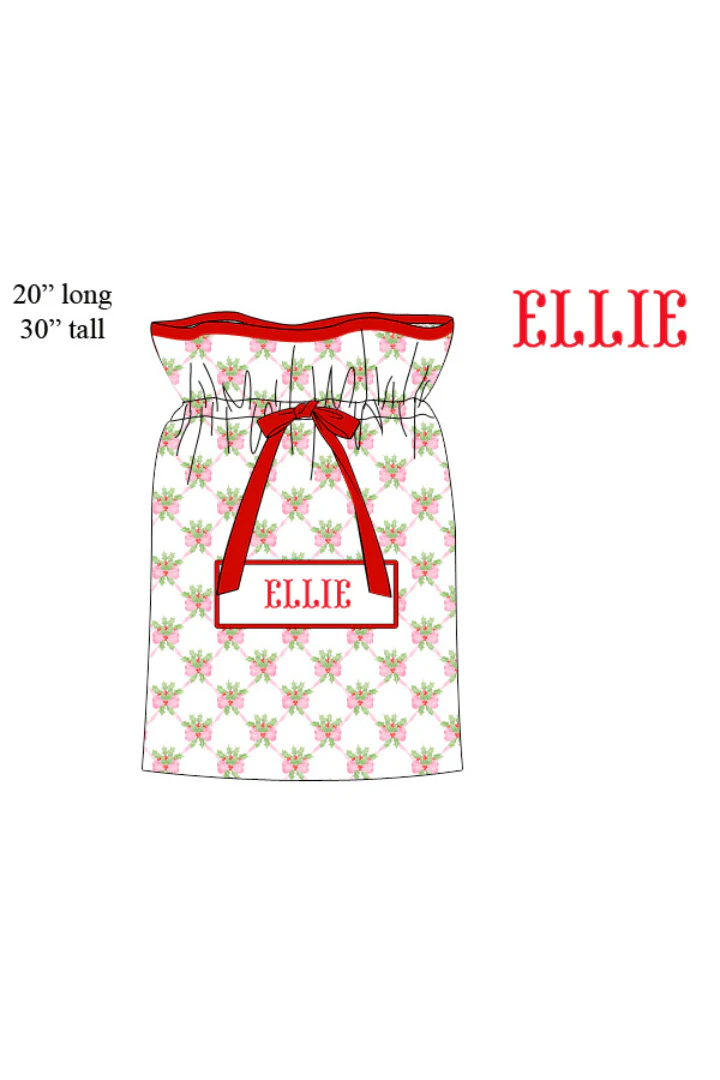 Pre-Order Smocked Custom Name Sweet Holly Christmas Trimmings - Image 3