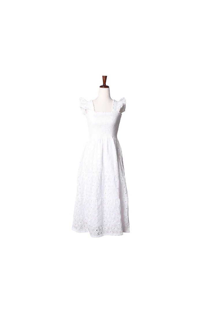 Smocked Daisy Floral Lace Mom Dress