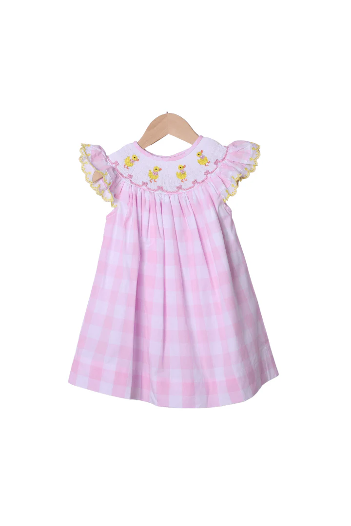 Smocked Duck Pink Buffalo Check Dress