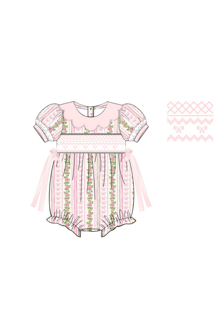 Smocked Fancy Floral Bubble - Image 2