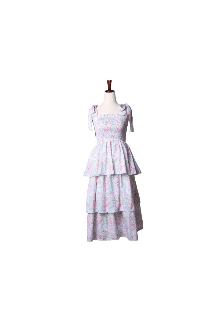 Smocked Flamingo Summer Fun Tie Shoulder Mom Dress