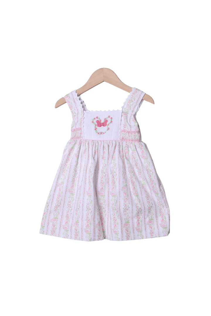 Smocked/Hand Embroidered Flower Festival Mouse Dress