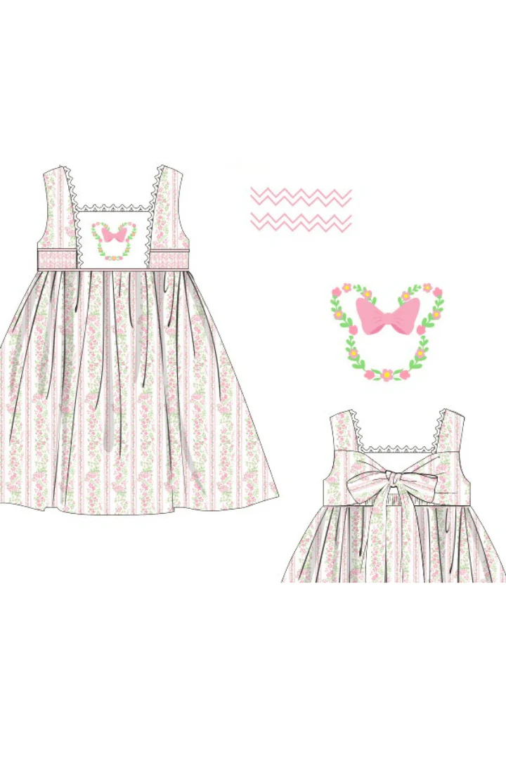Smocked/Hand Embroidered Flower Festival Mouse Dress - Image 3