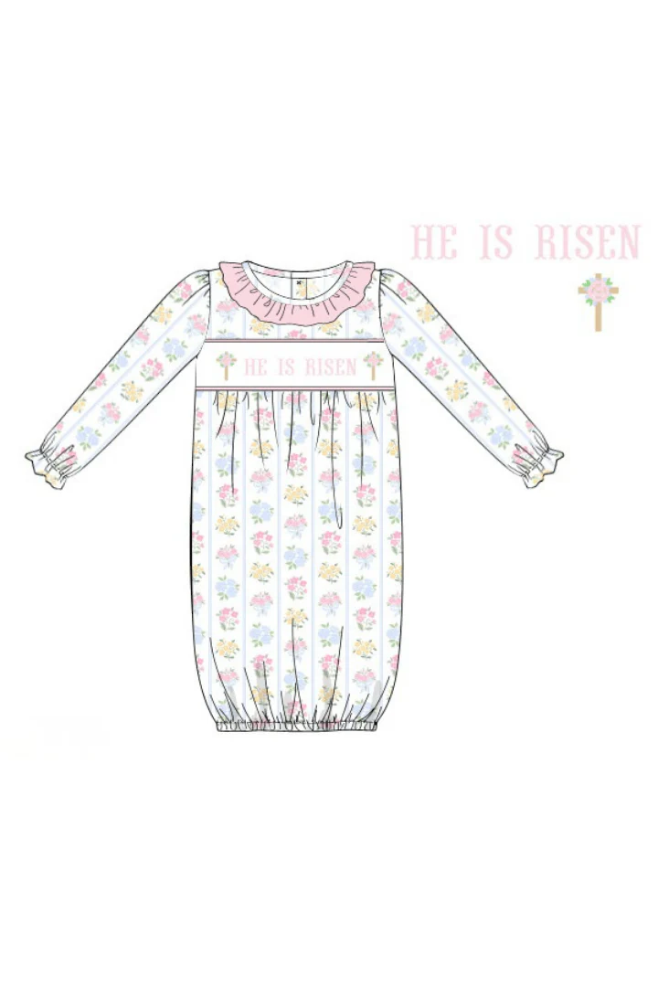 Smocked He Is Risen Floral Cross Gown - Image 2