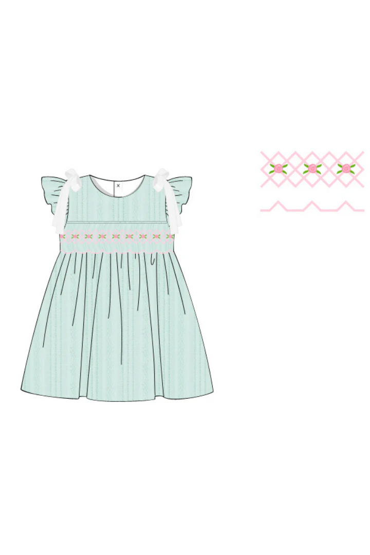 Smocked Heirloom Blue Linen Dress - Image 3