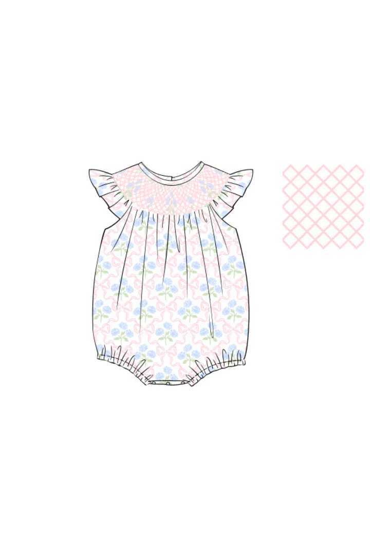 Smocked Heirloom Hydrangea Bow Bubble - Image 2