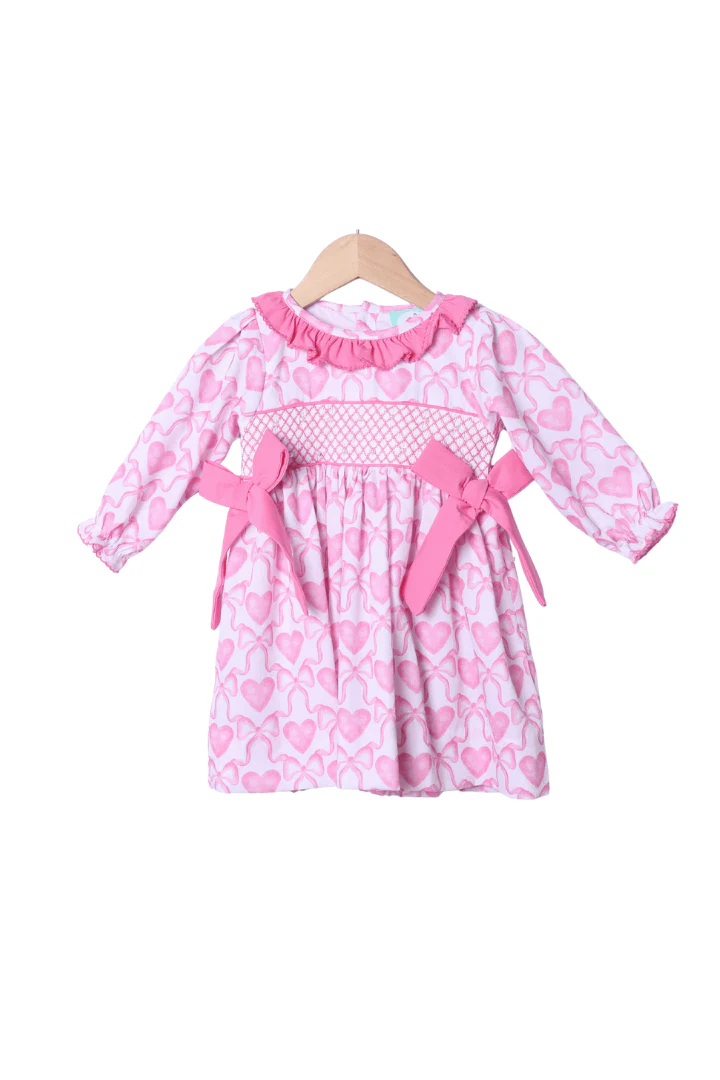 Smocked Heirloom Pearl Heart and Bow Dress