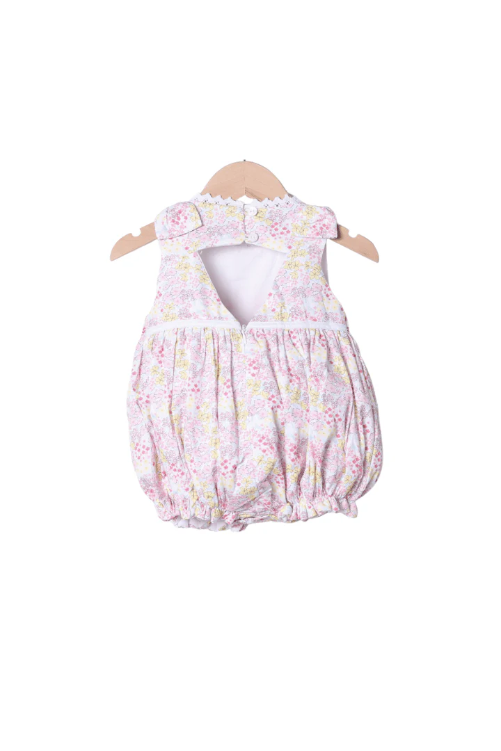 Smocked Heirloom Spring Floral Bow Bubble - Image 2