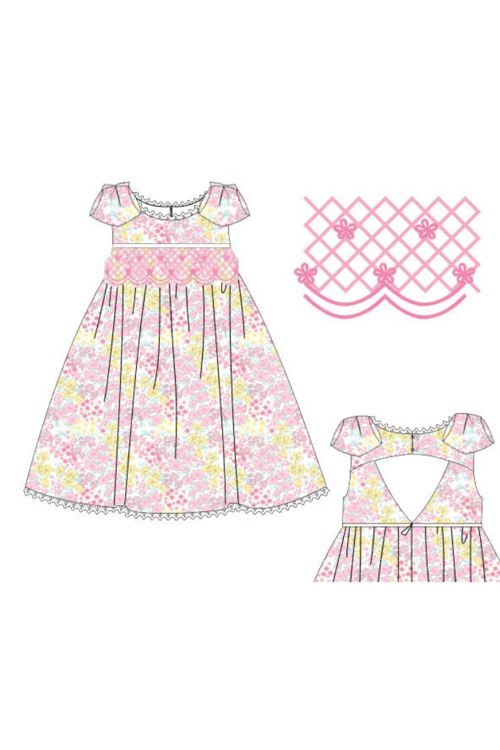 Smocked Heirloom Spring Floral Bow Dress - Image 3