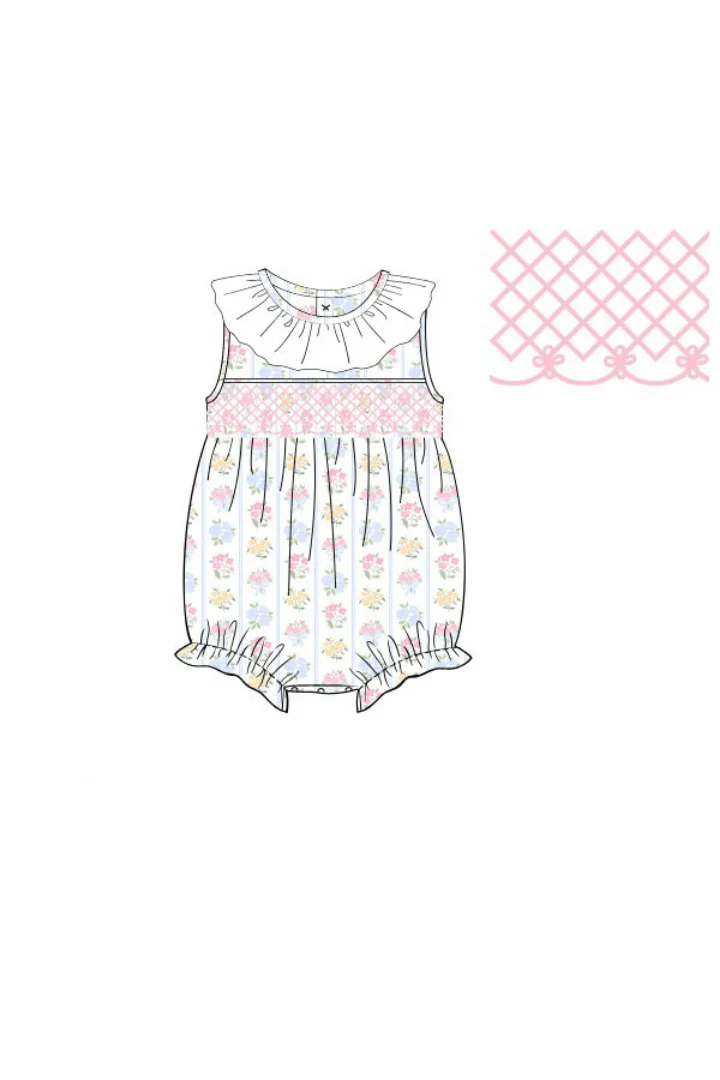 Smocked Heirloom Spring Floral Bubble - Image 2