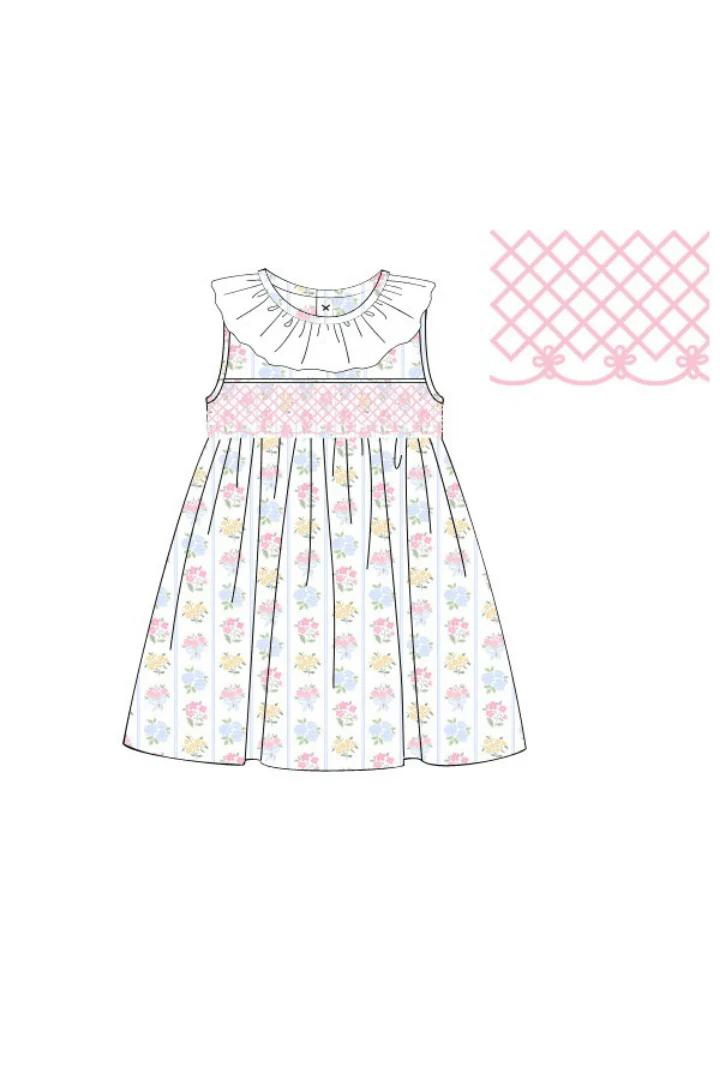 Smocked Heirloom Spring Floral Dress - Image 2
