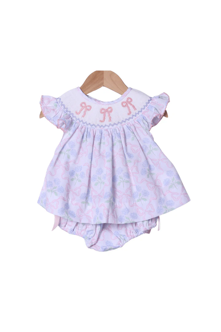 Smocked Hydrangea Bow Bloomer Set
