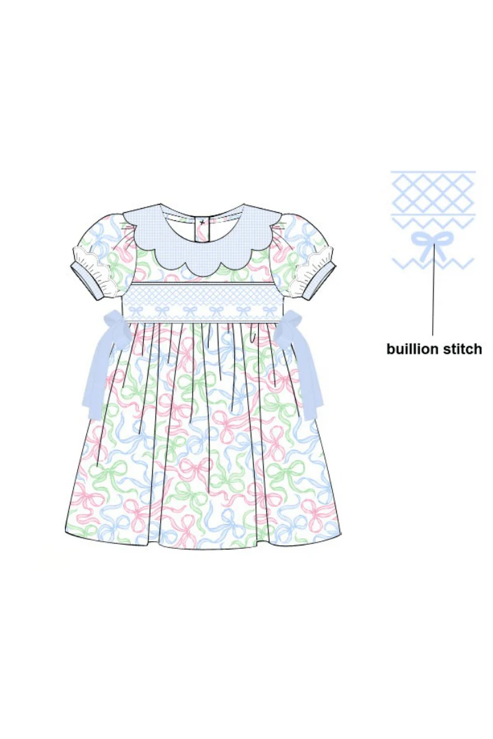 Smocked Sweet Bows Scalloped Dress - Image 2