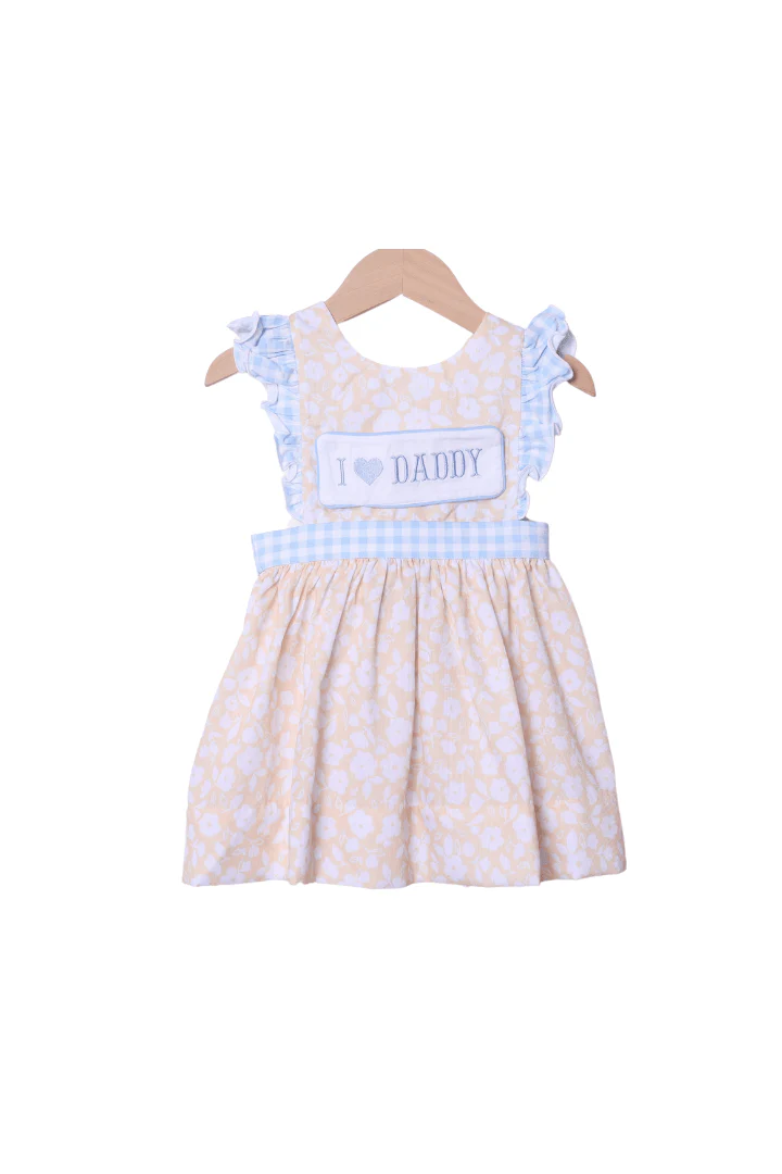I Love Mama/Daddy Interchangeable Yellow Floral Dress - Image 2