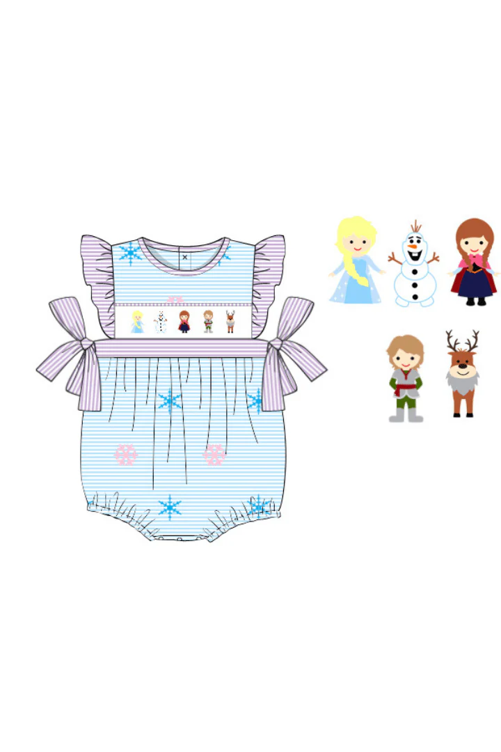 Smocked Ice Princess Blue/Purple Stripe Bubble - Image 2