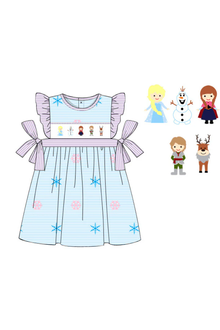 Smocked Ice Princess Blue/Purple Stripe Dress - Image 2