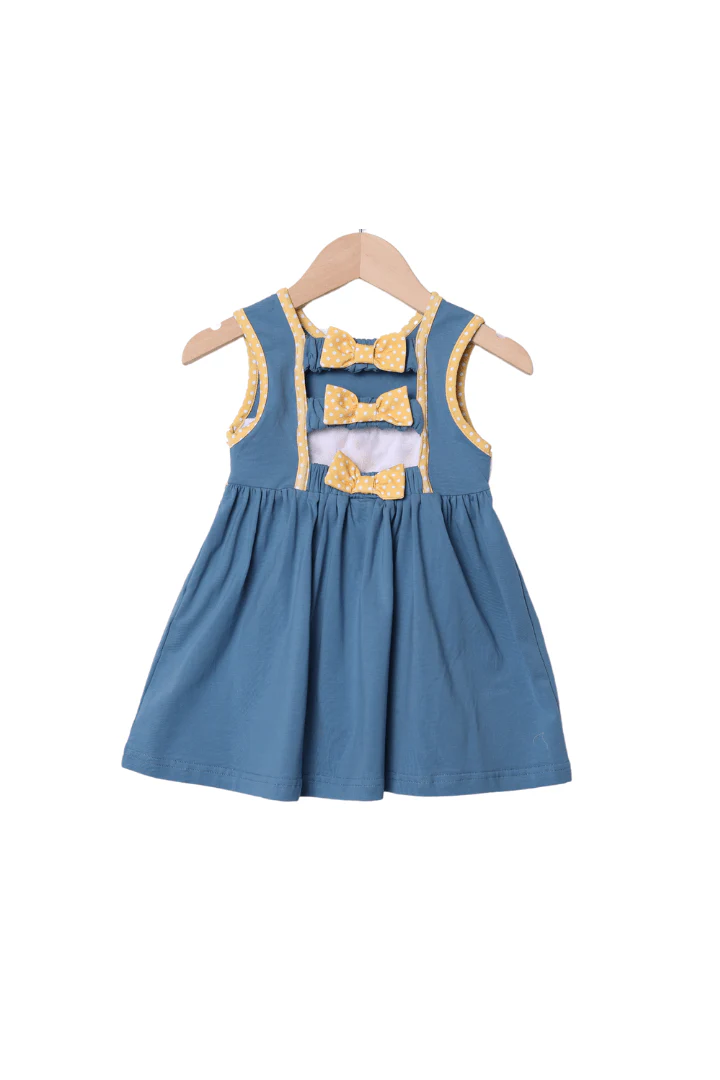 Smocked Lion and Friends Stone Blue Knit Dress - Image 2