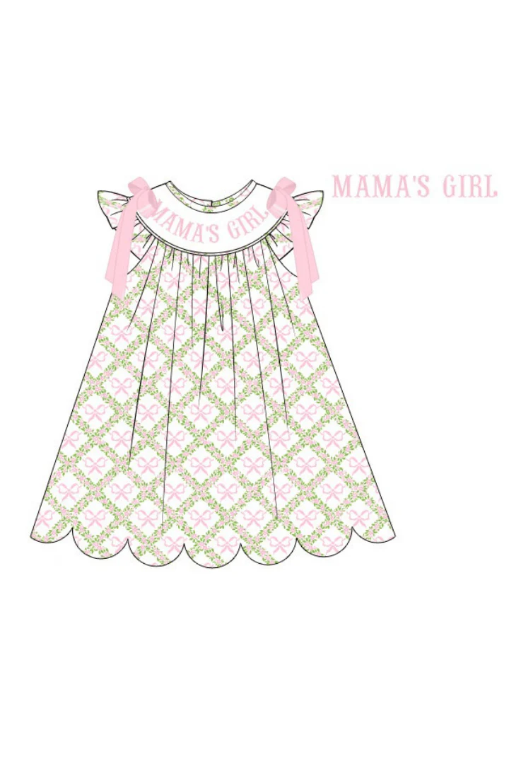 Smocked Mama's Girl Pink Bow Trellis Dress - Image 2